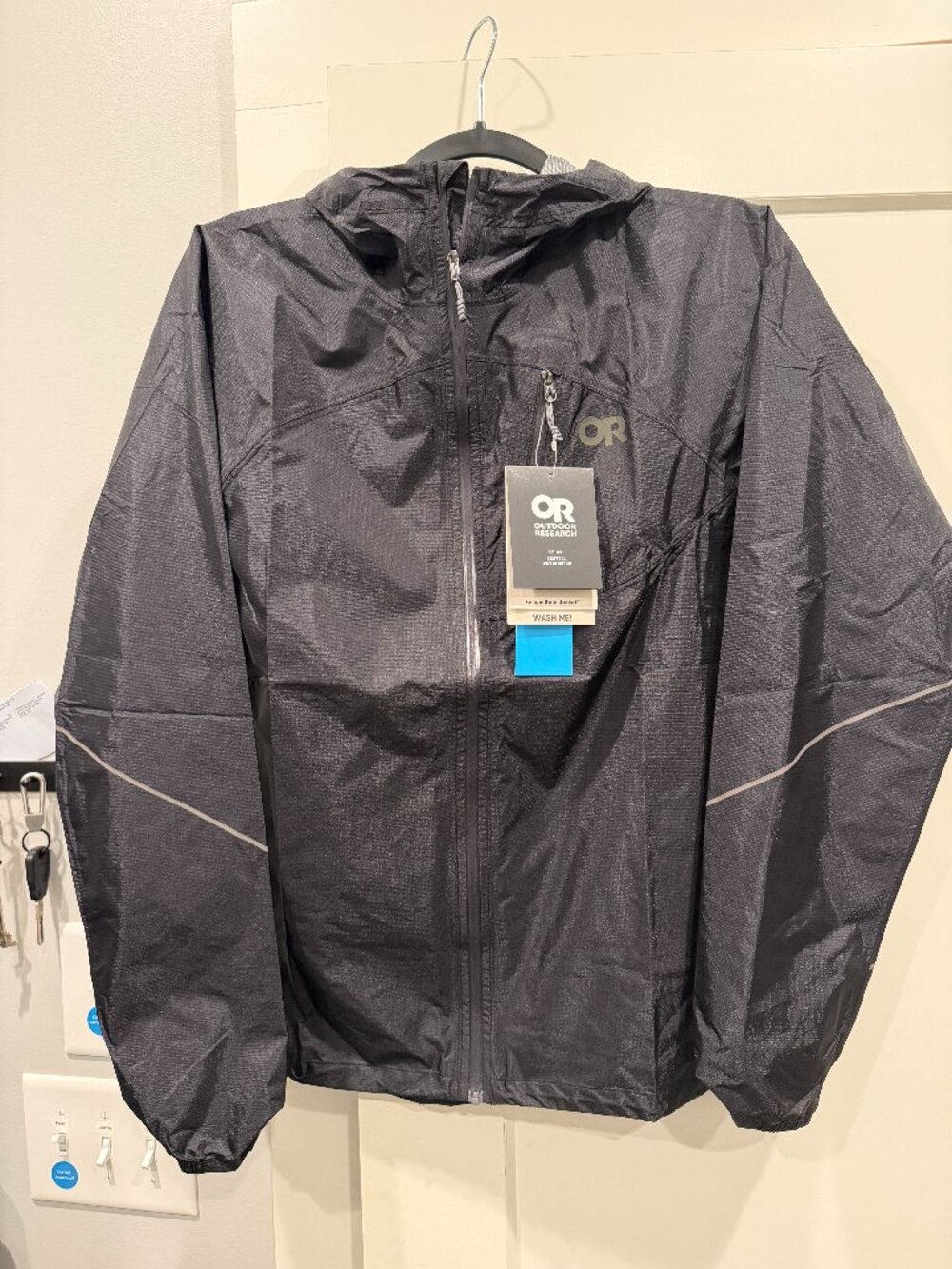 Outdoor Research Helium Rain Jacket Mens Small Black